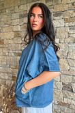 Rustic Nature Linen Blend Pocket Tee Washed Navy